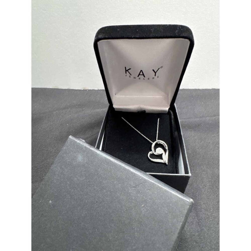 Sterling Silver Heart Pendant Necklace With Swarovski Crystals By Kay Jewelers 1